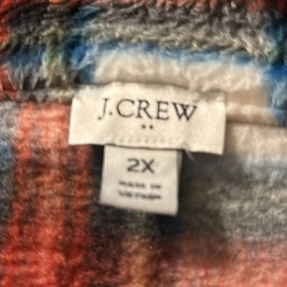J Crew BL251 NWT Size 2Xl Woman's Tartan Plaid Sherpa Half-Zip Pull-Over Top